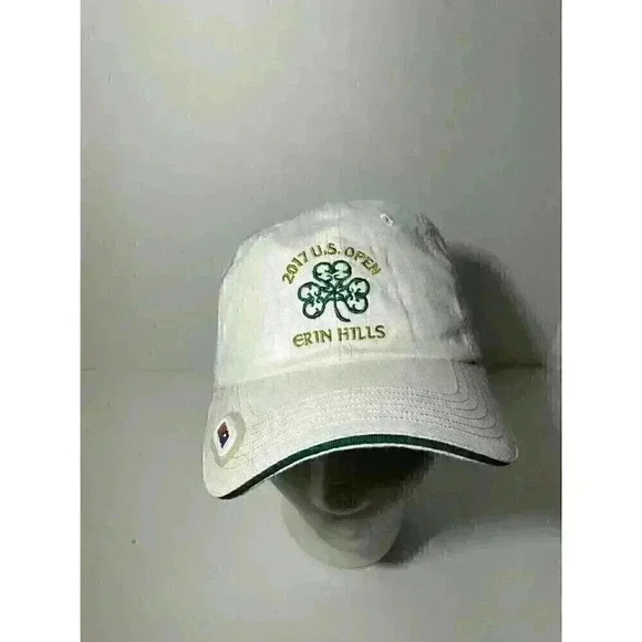 USGA Hat Cap Strap Back White Green 2017 US Open Erin‎ Hills Club Member NWOT - Picture 1 of 5